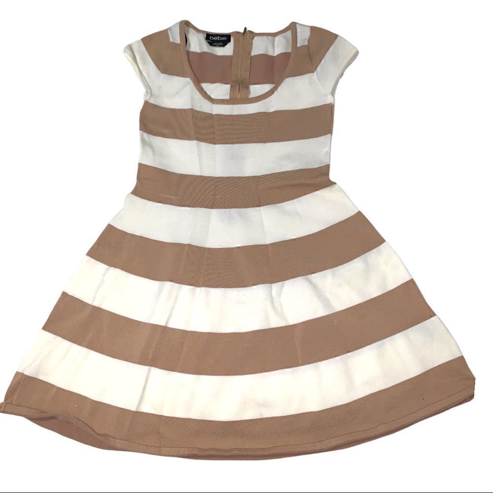 Tan and white bebe dress